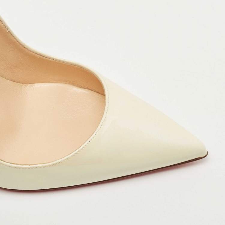 Pre Owned Christian Louboutin Cream Patent Leather So Kate Pumps Size 38