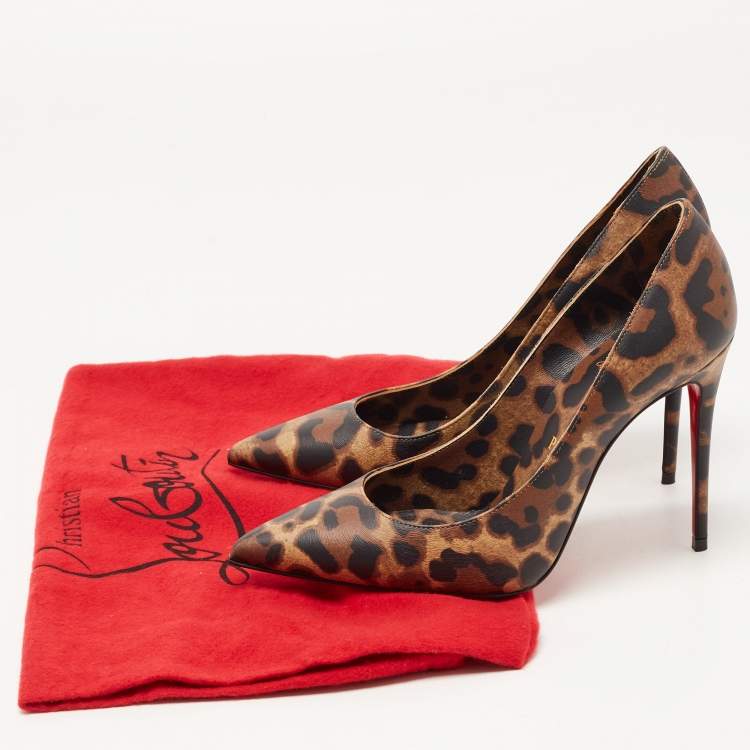Pre Owned Christian Louboutin Beige/Brown Leather Pigalle Pumps Size 35