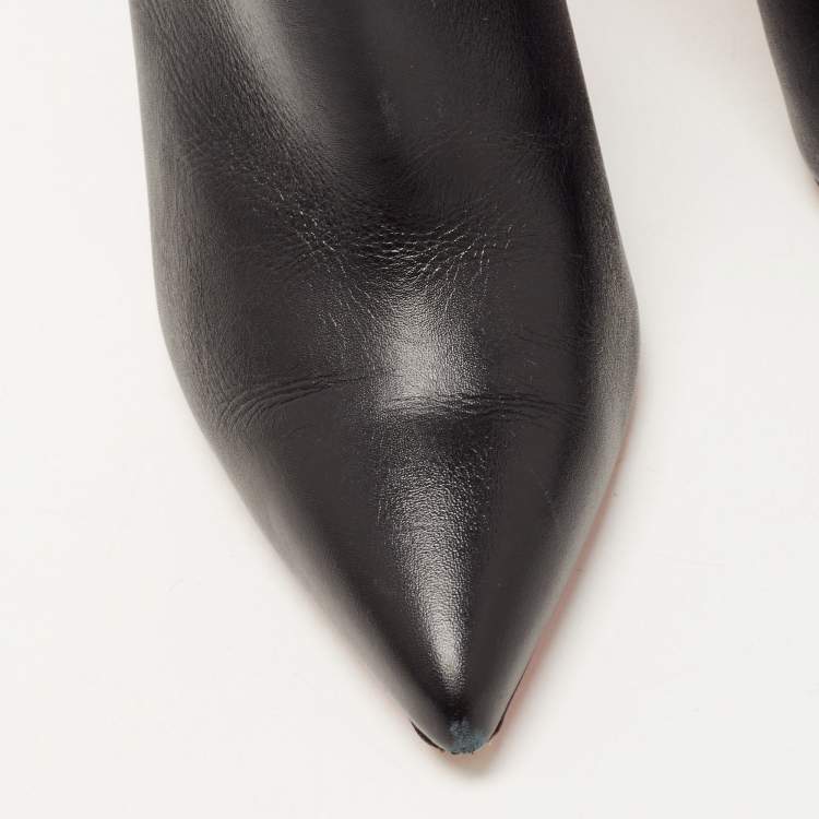Pre Owned Christian Louboutin Black Leather So Kate Ankle Booties Size 38