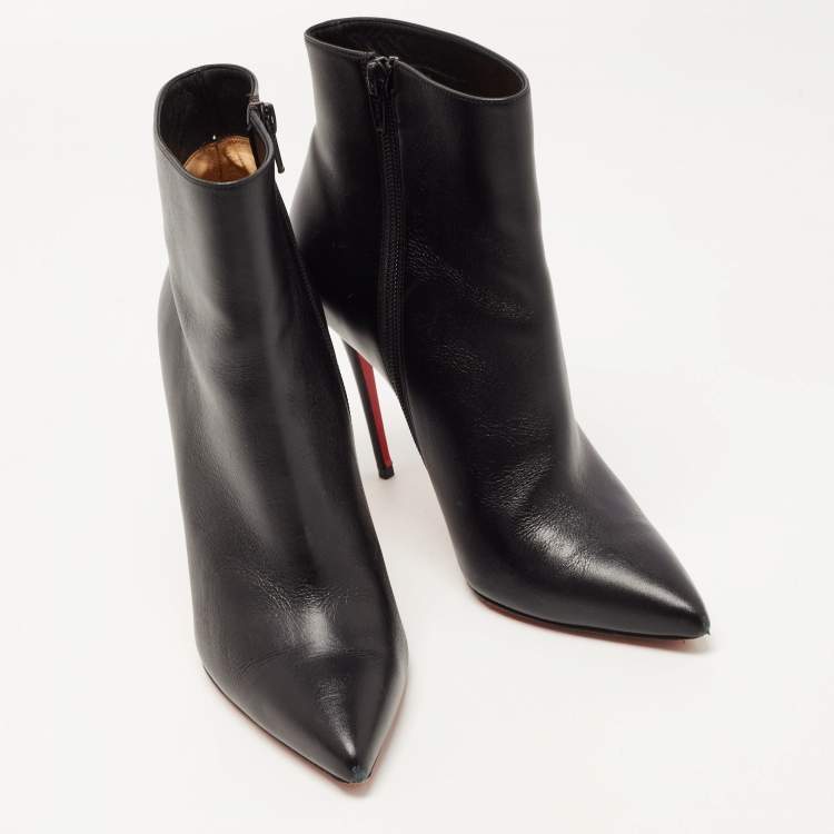 Pre Owned Christian Louboutin Black Leather So Kate Ankle Booties Size 38