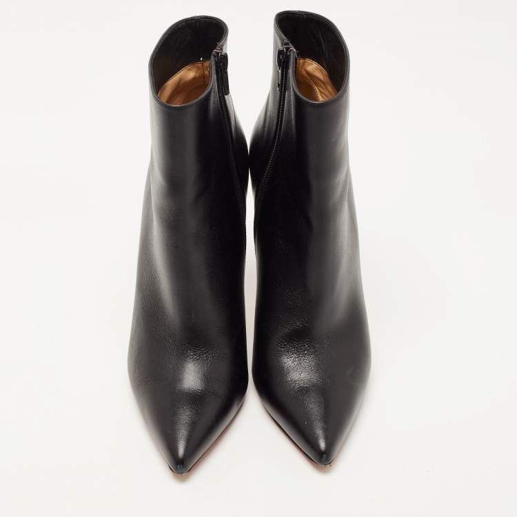 Pre Owned Christian Louboutin Black Leather So Kate Ankle Booties Size 38