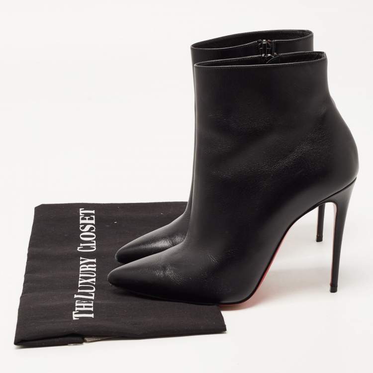 Pre Owned Christian Louboutin Black Leather So Kate Ankle Booties Size 38