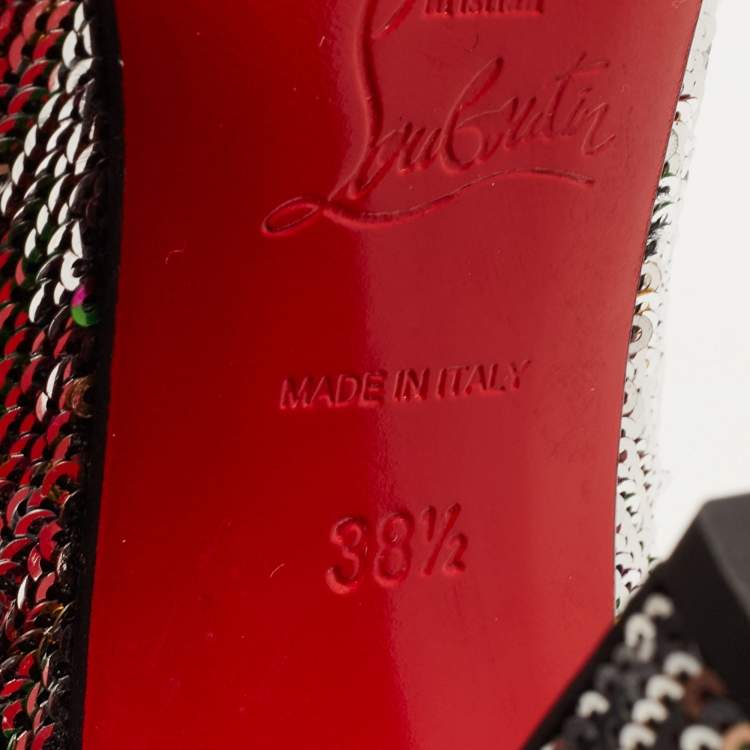 Pre Owned Christian Louboutin Multicolor Sequin Moulamax Ankle Boots Size 38.5