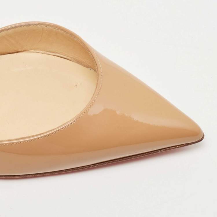 Pre Owned Christian Louboutin Beige Patent Iriza Pumps Size 34.5