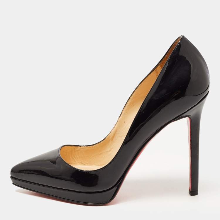 Pre Owned Christian Louboutin Black Patent Leather Pigalle Plato Pumps Size 35