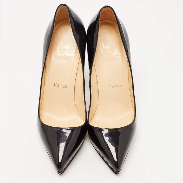 Pre Owned Christian Louboutin Black Patent Leather Pigalle Plato Pumps Size 35