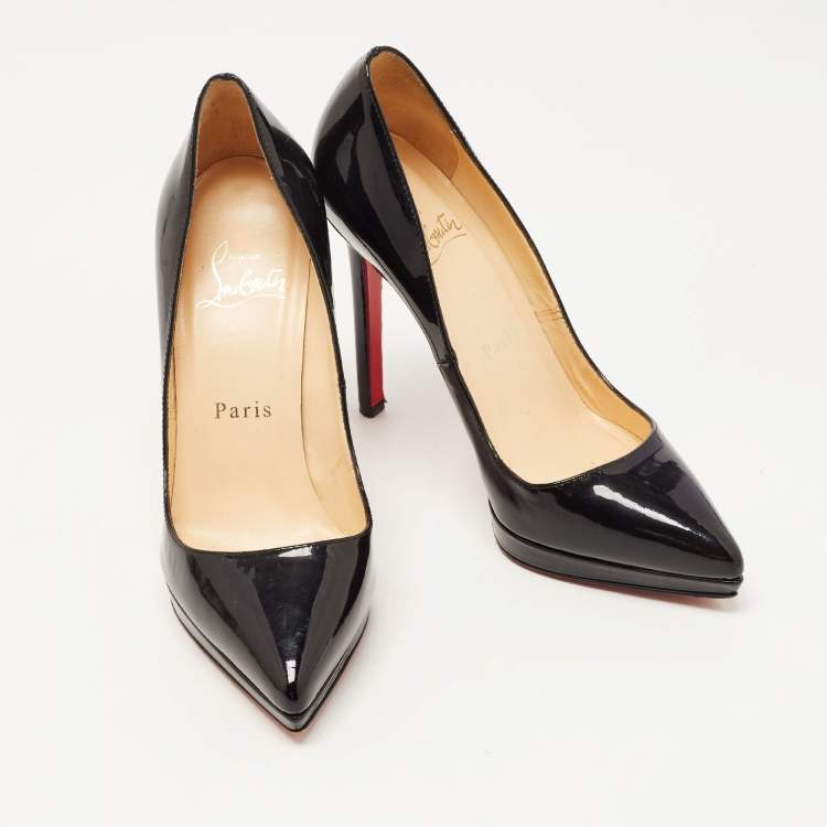 Pre Owned Christian Louboutin Black Patent Leather Pigalle Plato Pumps Size 35