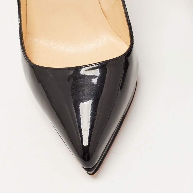 Pre Owned Christian Louboutin Black Patent Leather Pigalle Plato Pumps Size 35