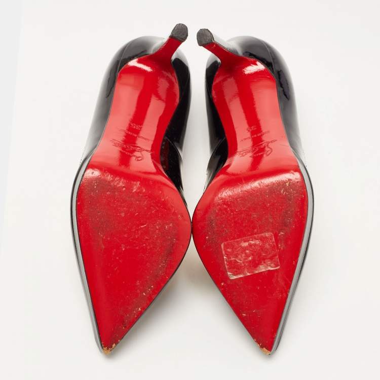 Pre Owned Christian Louboutin Black Patent Leather Pigalle Plato Pumps Size 35