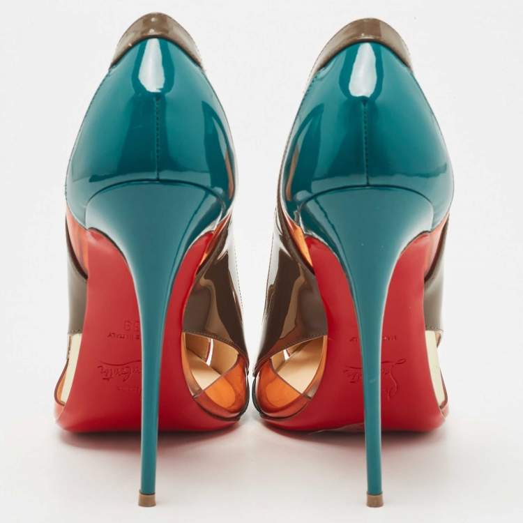 Pre Owned Christian Louboutin Multicolor PVC and Patent Pointed Toe Pumps Size 39