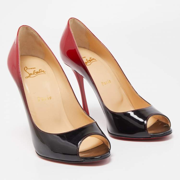 Pre Owned Christian Louboutin Two Tone Patent Leather Yootish Pumps Size 39