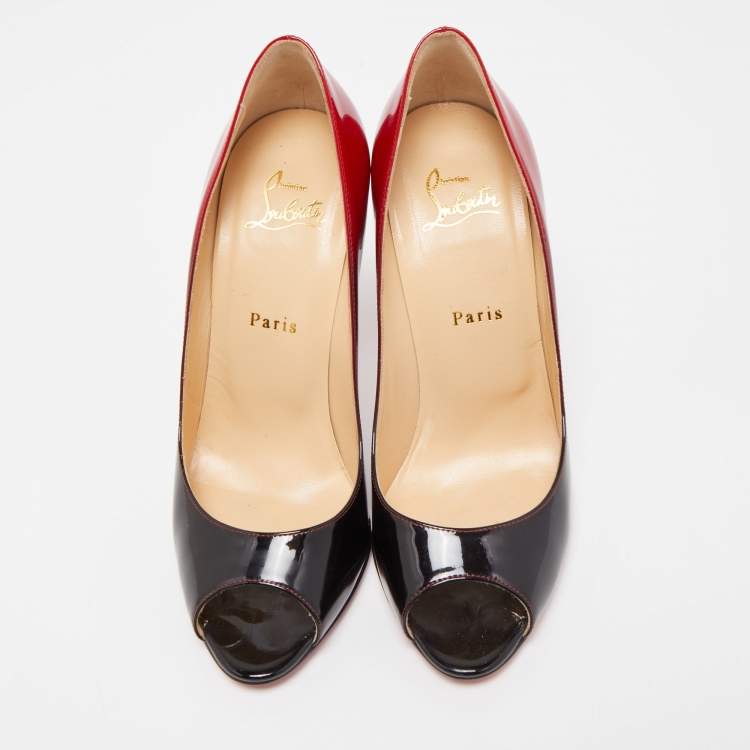 Pre Owned Christian Louboutin Two Tone Patent Leather Yootish Pumps Size 39