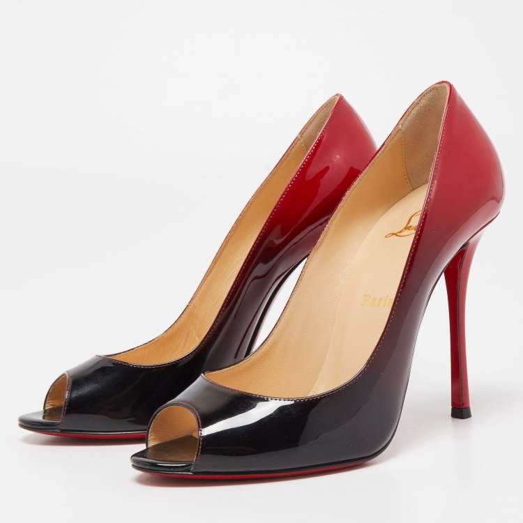 Pre Owned Christian Louboutin Two Tone Patent Leather Yootish Pumps Size 39