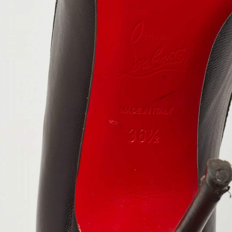 Pre Owned Christian Louboutin Black Leather and Glitter Princess Pumps Size 36.5