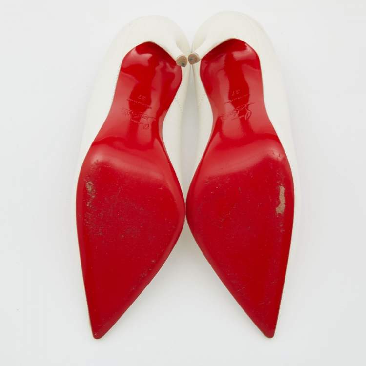 Pre Owned Christian Louboutin White Lizard Embossed Leather So Kate Pumps Size 37