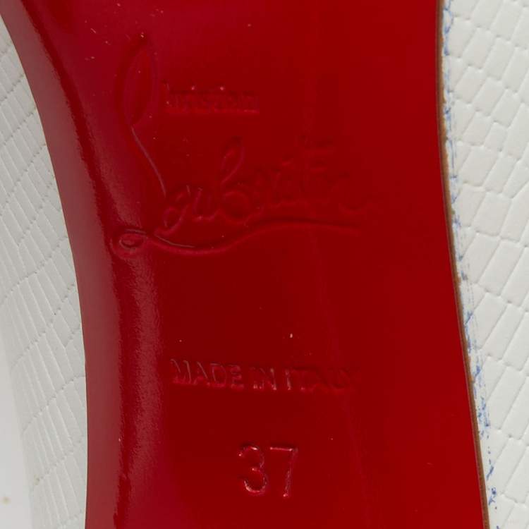 Pre Owned Christian Louboutin White Lizard Embossed Leather So Kate Pumps Size 37