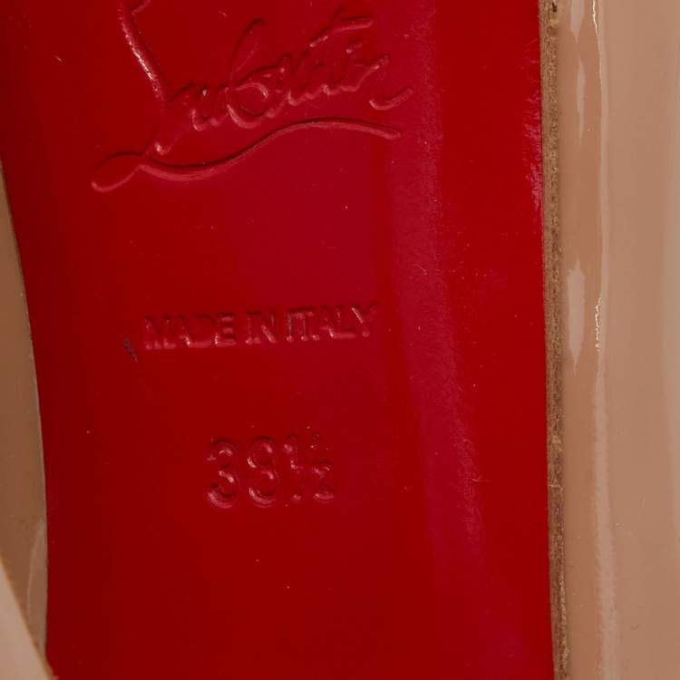 مملوكة مسبقًا Christian Louboutin Beige Patent Leather Lady Peep Pumps Size 38.5
