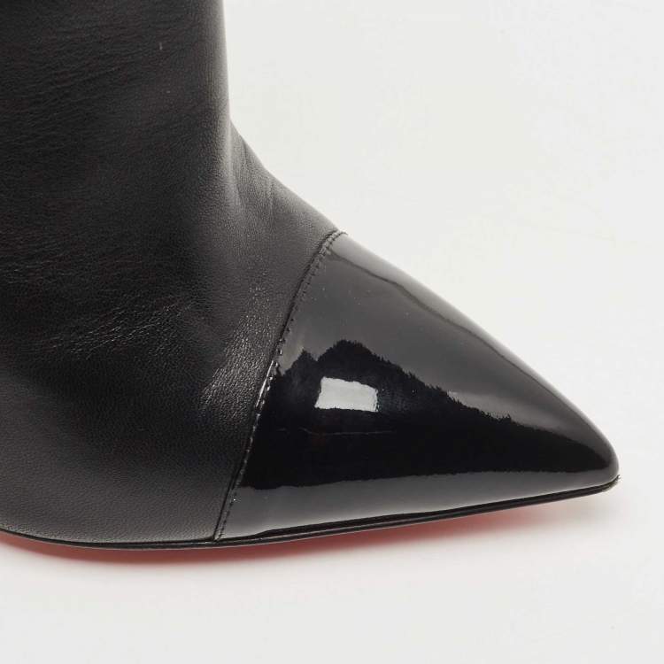 مملوكة مسبقًا Christian Louboutin Black Leather and Patent Tuscon Booties Size 38