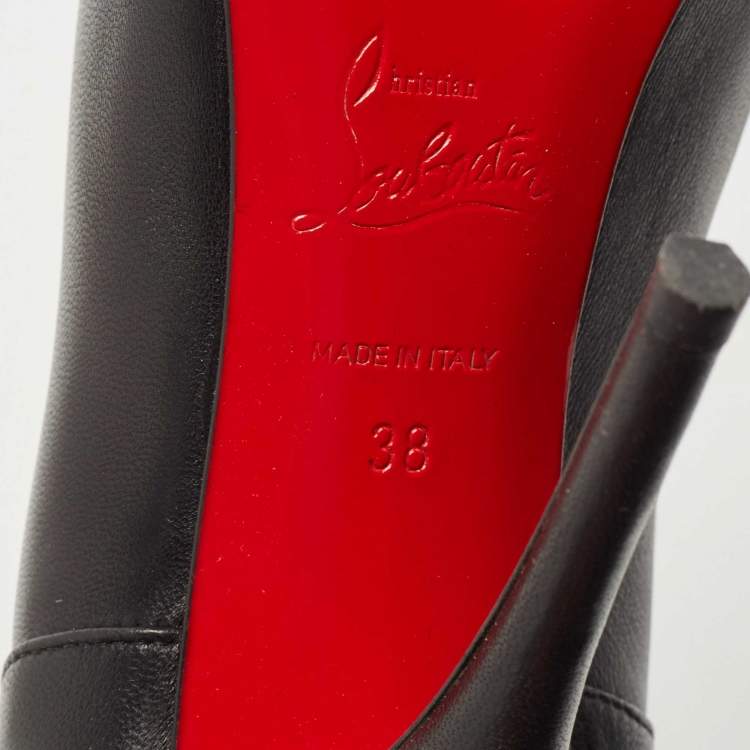 مملوكة مسبقًا Christian Louboutin Black Leather and Patent Tuscon Booties Size 38