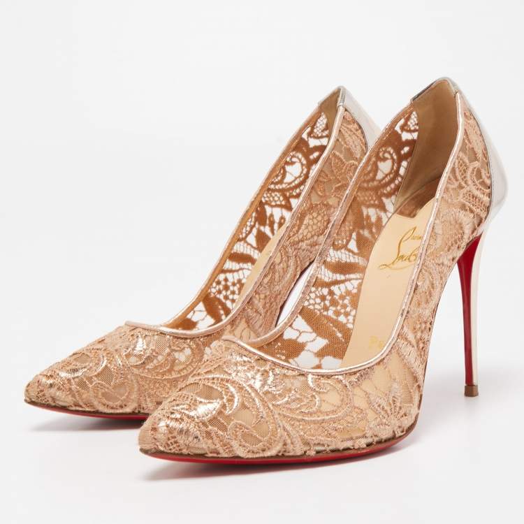 Christian Louboutin red lace heels Leather ref.130879 - Joli Closet