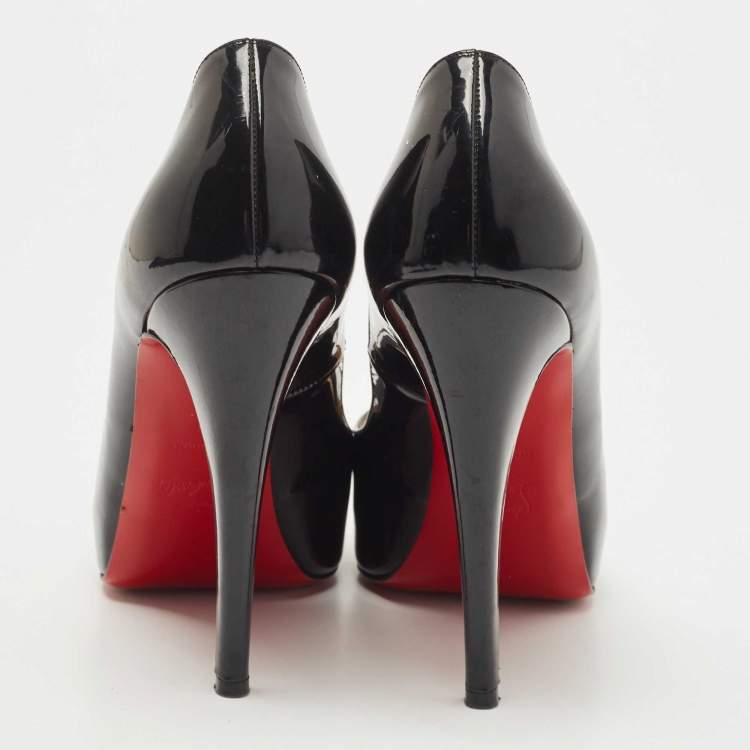 Pre Owned Christian Louboutin Black Patent Very Prive Pumps Size 38