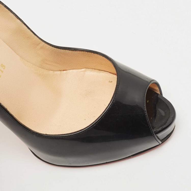 Pre Owned Christian Louboutin Black Patent Very Prive Pumps Size 38