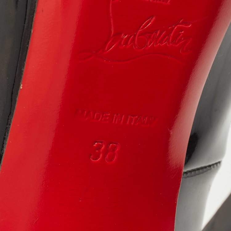 Pre Owned Christian Louboutin Black Patent Very Prive Pumps Size 38