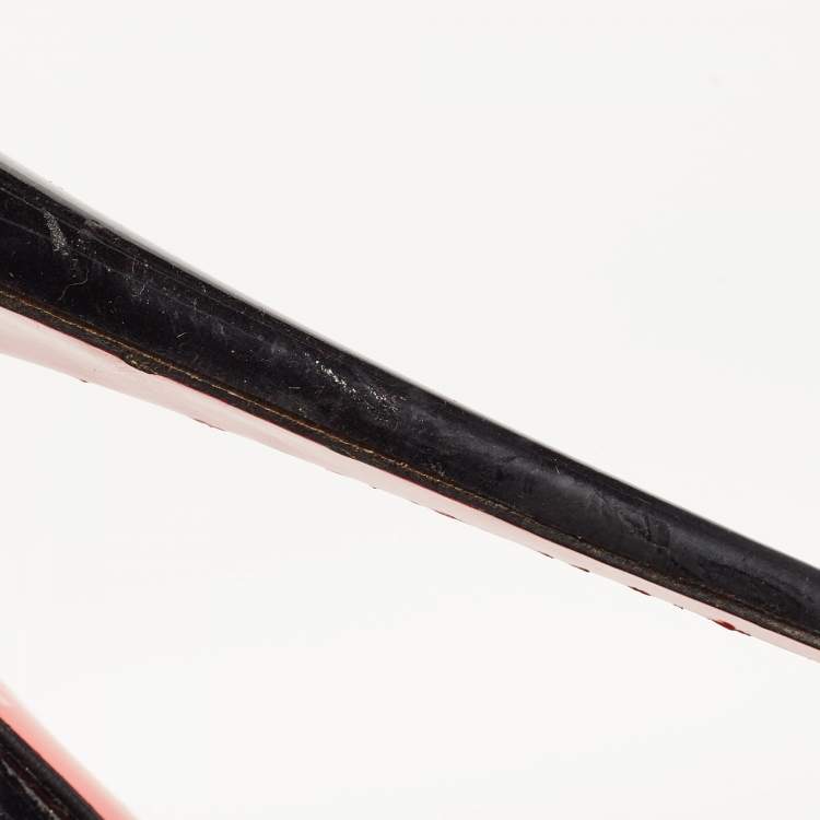 Pre Owned Christian Louboutin Black Patent Leather Lady Peep Slingback Pumps Size 39