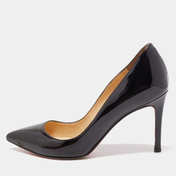 Pre Owned Christian Louboutin Black Patent Leather Pigalle Pumps Size 35