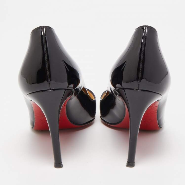 Pre Owned Christian Louboutin Black Patent Leather Pigalle Pumps Size 35