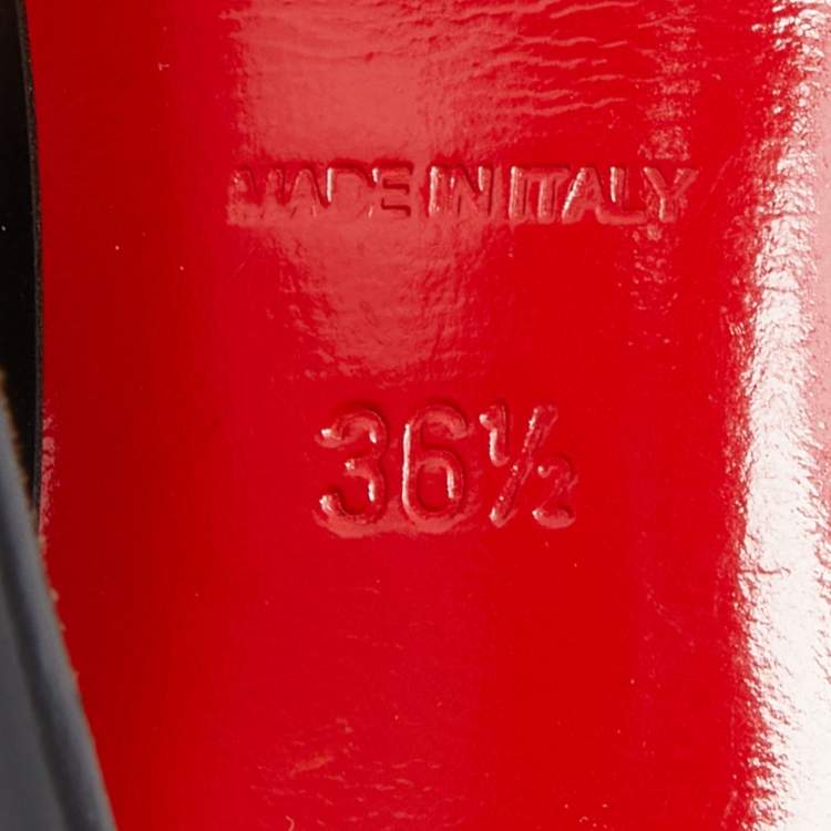 Pre Owned Christian Louboutin Black Patent Leather Lady Peep Pumps Size 36.5