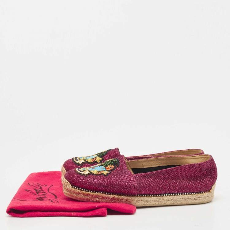 مملوكة مسبقًا Christian Louboutin Metallic Pink Lurex Fabric Cario Loubi Espadrille Flats Size 37