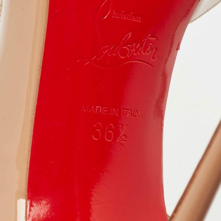Pre Owned Christian Louboutin Beige Patent Leather Demi You Pumps Size 36.5