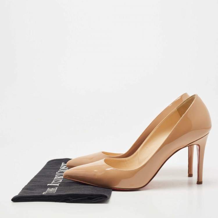 Pre Owned Christian Louboutin Beige Patent Leather Pigalle Pumps Size 39