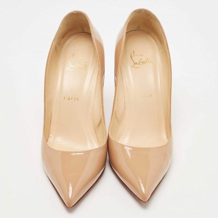 Pre Owned Christian Louboutin Beige Patent Leather Pigalle Pumps Size 39