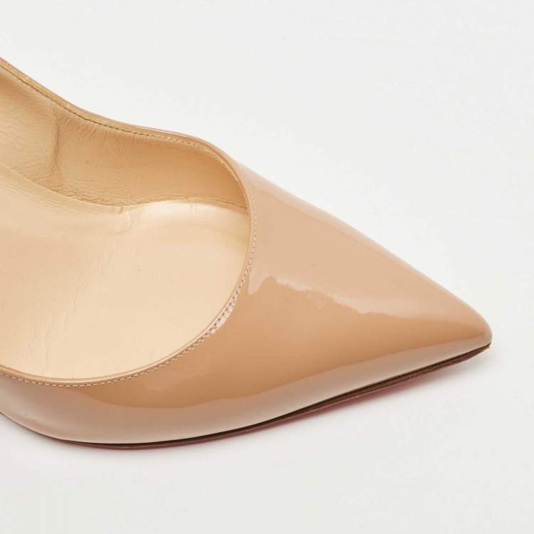 Pre Owned Christian Louboutin Beige Patent Leather Pigalle Pumps Size 39
