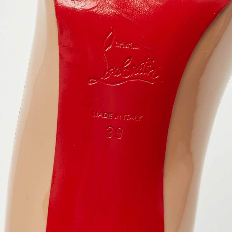Pre Owned Christian Louboutin Beige Patent Leather Pigalle Pumps Size 39