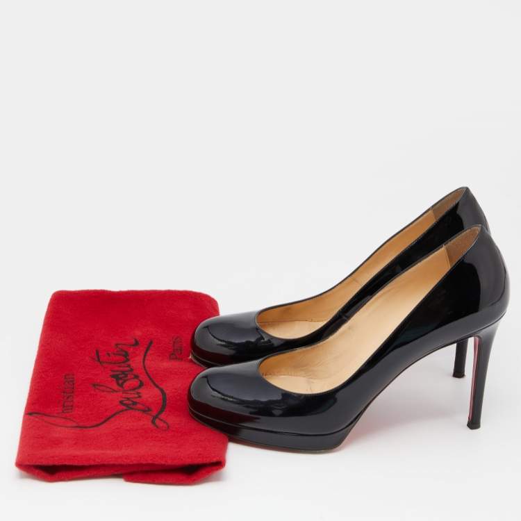 Pre Owned Christian Louboutin Black Patent Leather New Simple Pumps Size 38.5