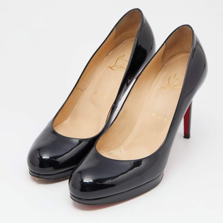 Pre Owned Christian Louboutin Black Patent Leather New Simple Pumps Size 38.5