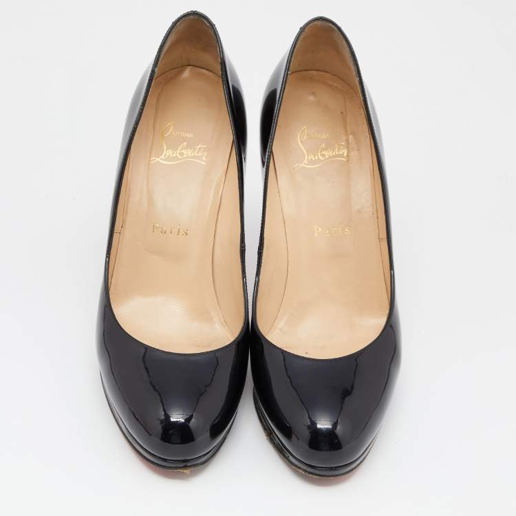 Pre Owned Christian Louboutin Black Patent Leather New Simple Pumps Size 38.5