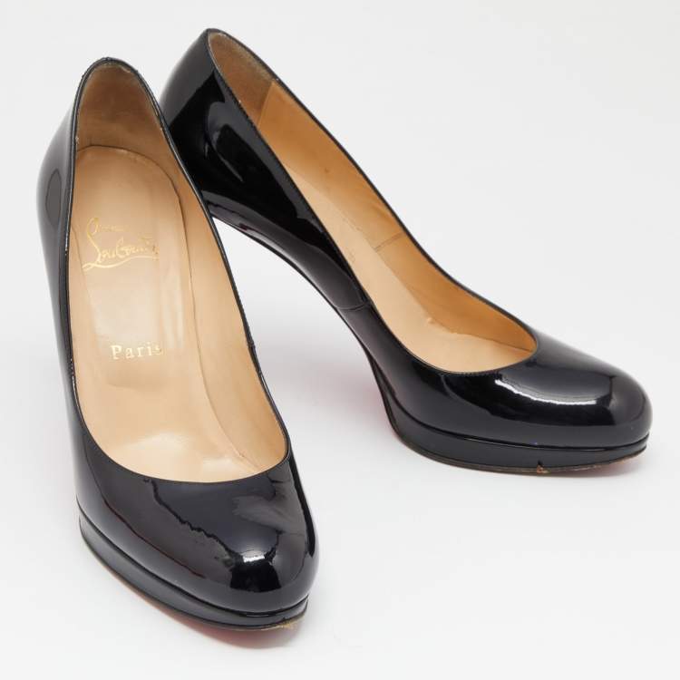 Pre Owned Christian Louboutin Black Patent Leather New Simple Pumps Size 38.5