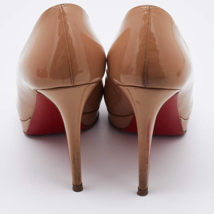 Pre Owned Christian Louboutin Beige Patent Leather New Simple Pumps Size 38.5