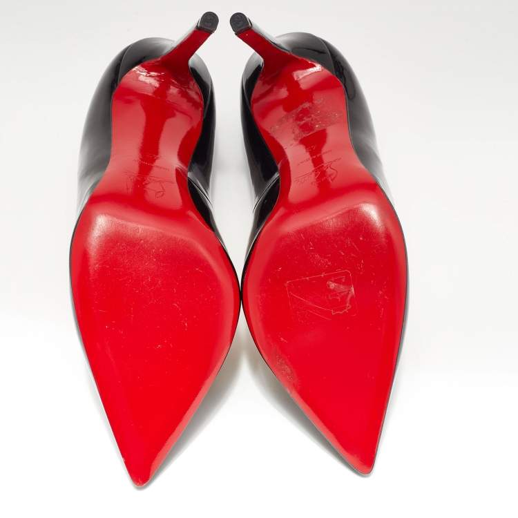 Pre Owned Christian Louboutin Black Patent Leather Pigalle Follies Pumps Size 42