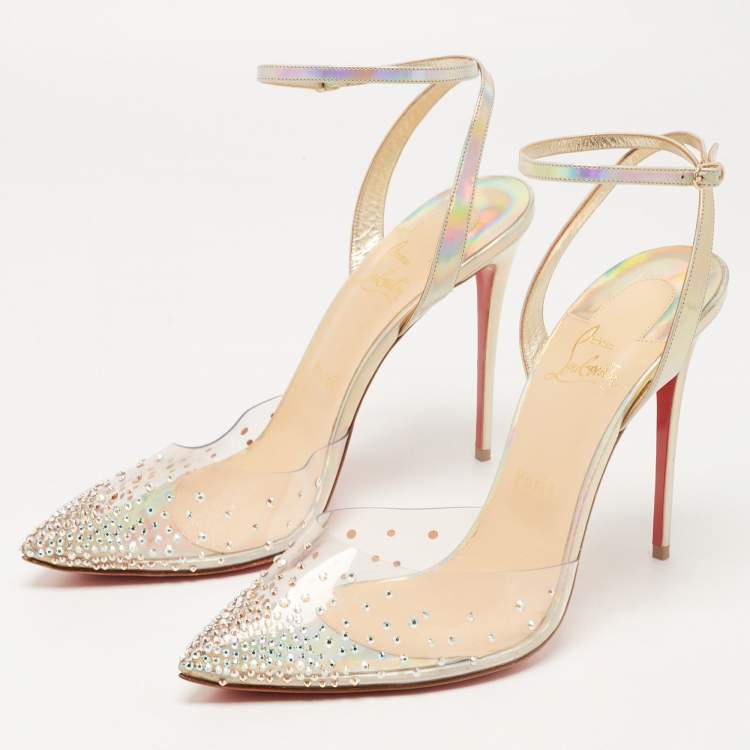 Christian Louboutin Spikaqueen Iridescent Red Sole Pumps