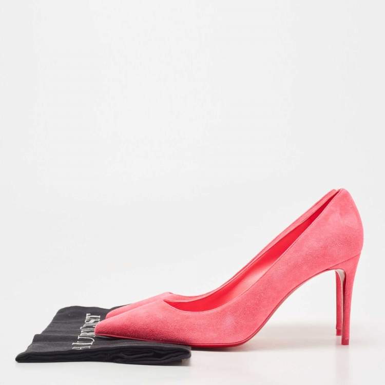 Pre Owned Christian Louboutin Pink Suede Kate Pumps Size 38