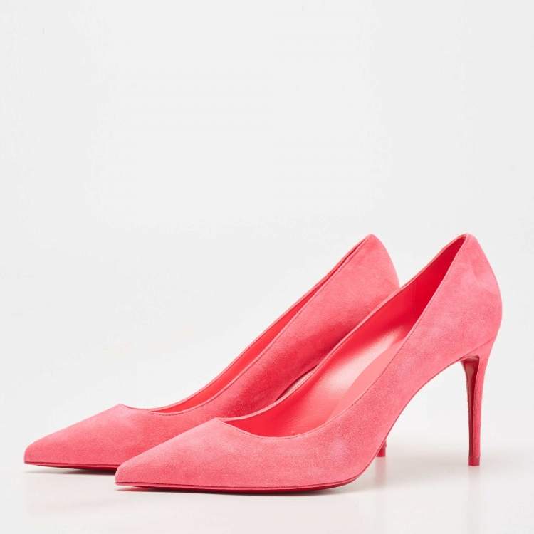 Pre Owned Christian Louboutin Pink Suede Kate Pumps Size 38