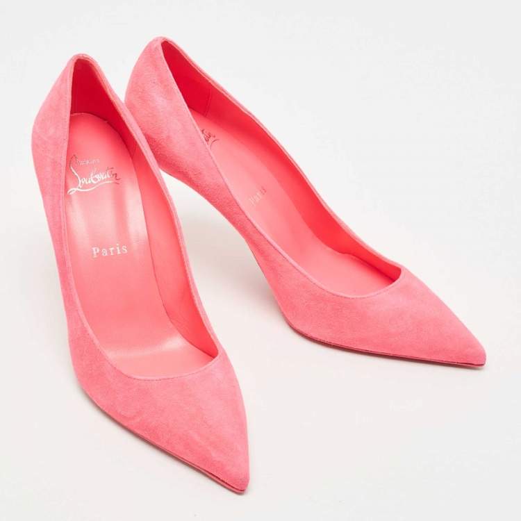 Pre Owned Christian Louboutin Pink Suede Kate Pumps Size 38