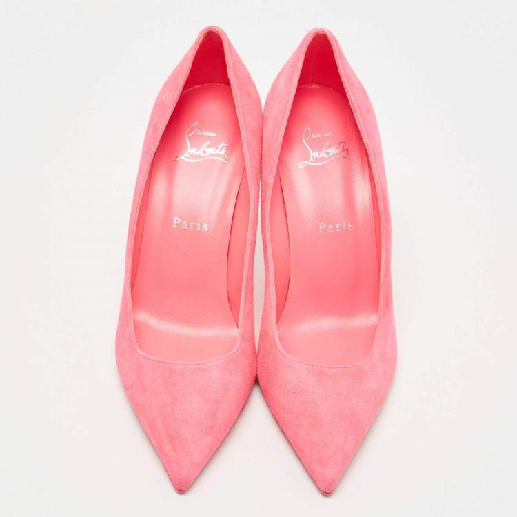 Pre Owned Christian Louboutin Pink Suede Kate Pumps Size 38