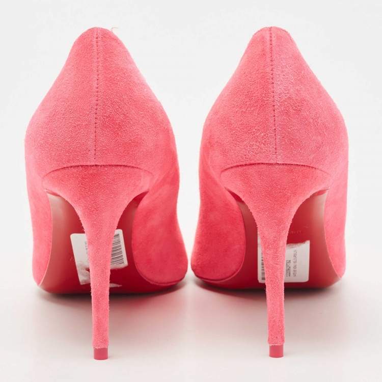 Pre Owned Christian Louboutin Pink Suede Kate Pumps Size 38