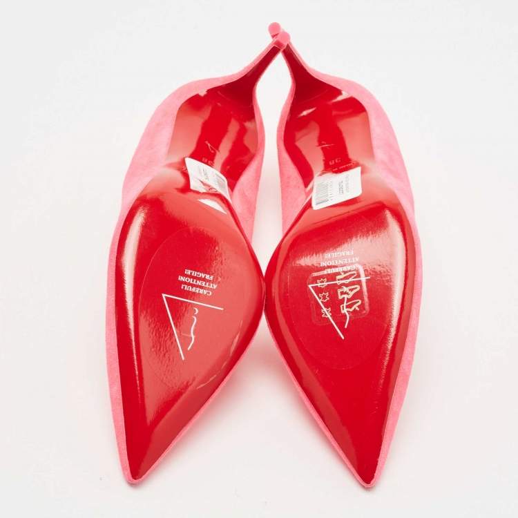 Pre Owned Christian Louboutin Pink Suede Kate Pumps Size 38